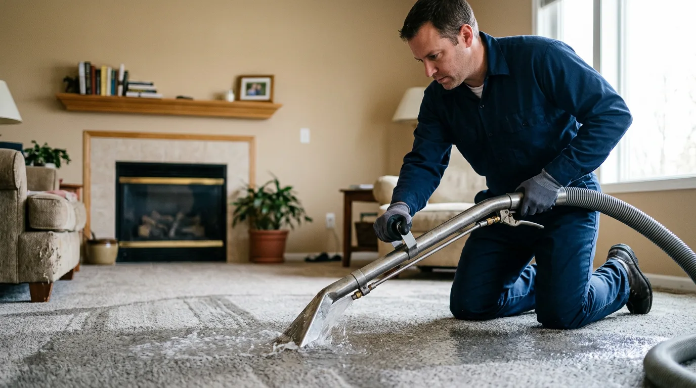 Water damage restoration technician working near Shelbyville, MO